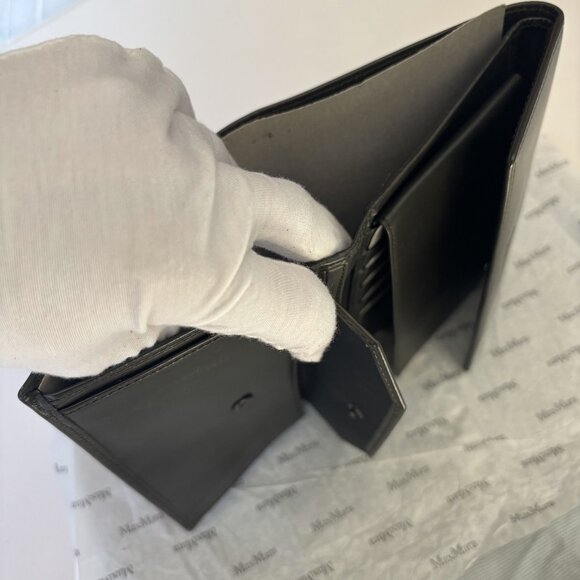 MaxMara Gray Grey Leather Wallet MM Logo Embossed High Storage Dust Bag Max Mara - Picture 9 of 12